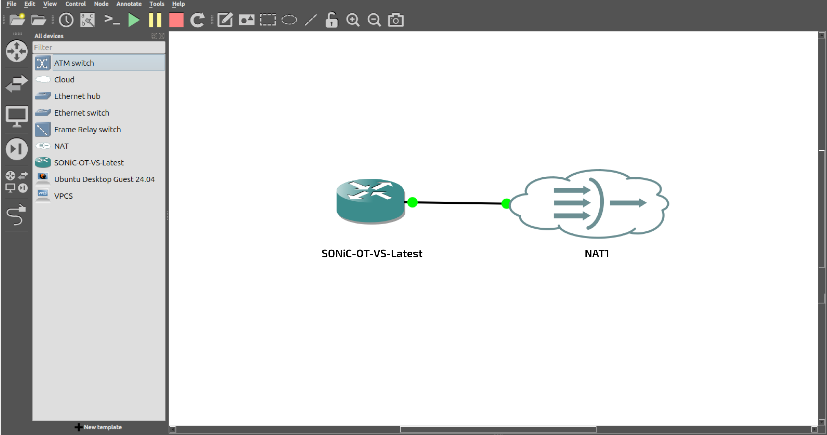 Figure 4. Run SONiC-OT-VS in GNS3